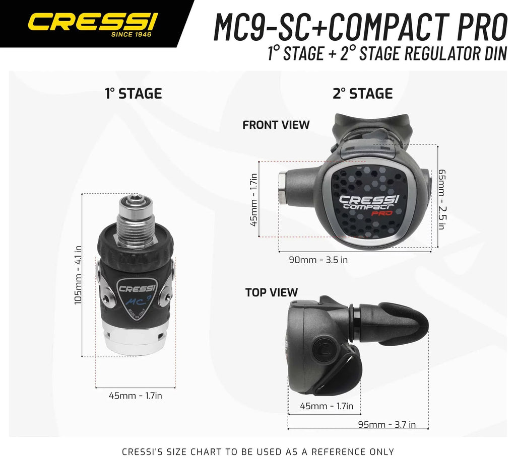 Italy MC9-SC/Compact 2nd Scuba and Hyperbalanced for 1st Beginners - Made Stage, Compact in Cressi Ideal Travelers Diving Stage Regulator - Diaphram Pro: