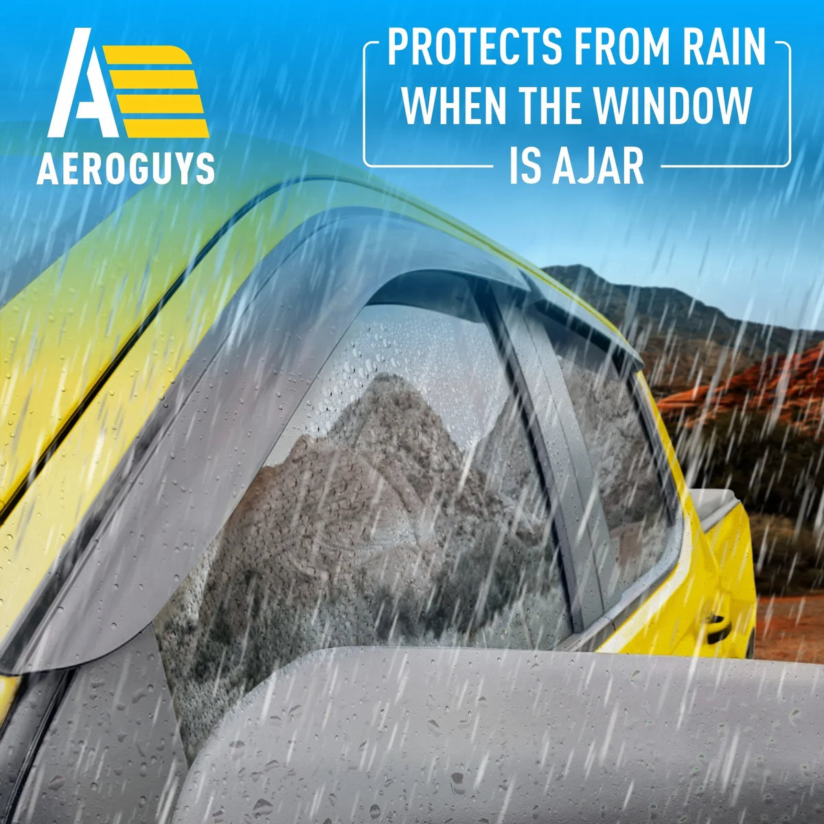 Accessories (Chevy) Deflectors Fit Window Sun Rain AEROGUYS Window Silverado Visors, Cab, Chevrolet 4pcs. Wind Durable - Truck Guards 2019-2024 Extra Tape-On AG0422 1500 Visors Visors, Vent for Crew