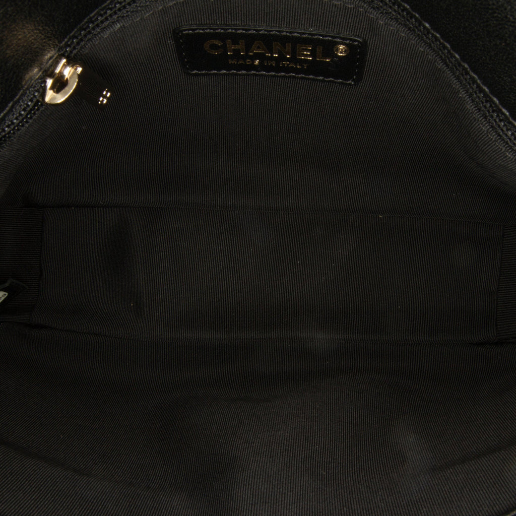 Calf Elaphe Double (Good) Unisex Leather Satchel Pre-Owned skin Chevron Authenticated Flap Black