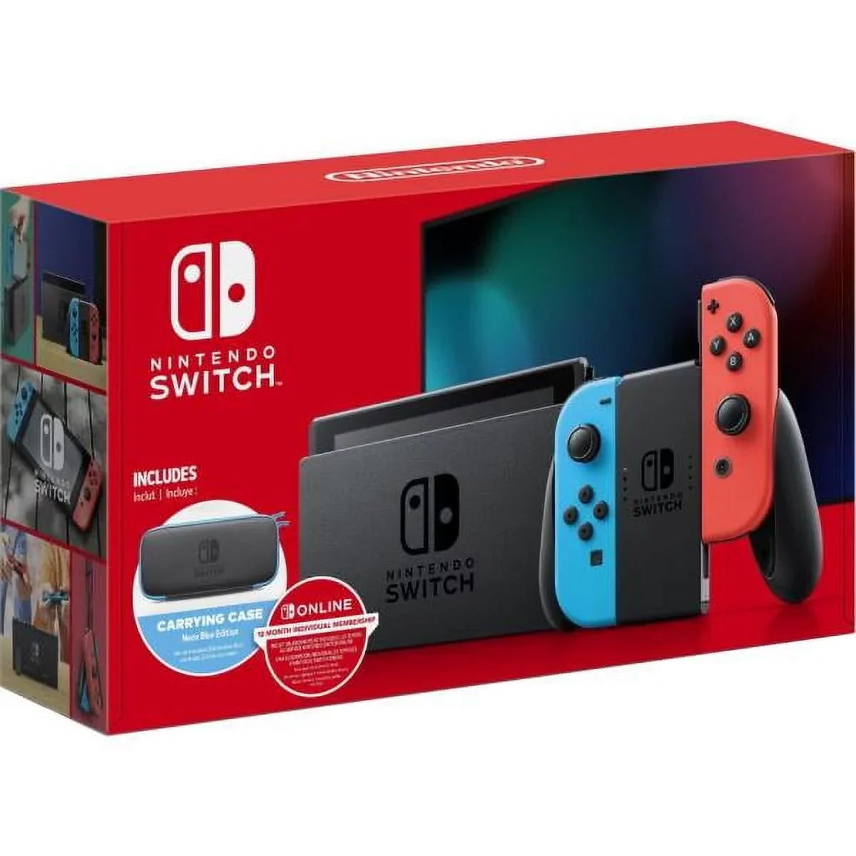 12 Carrying Blue&Red + Month Nintendo Membership Case Switch Neon Joy-Con +