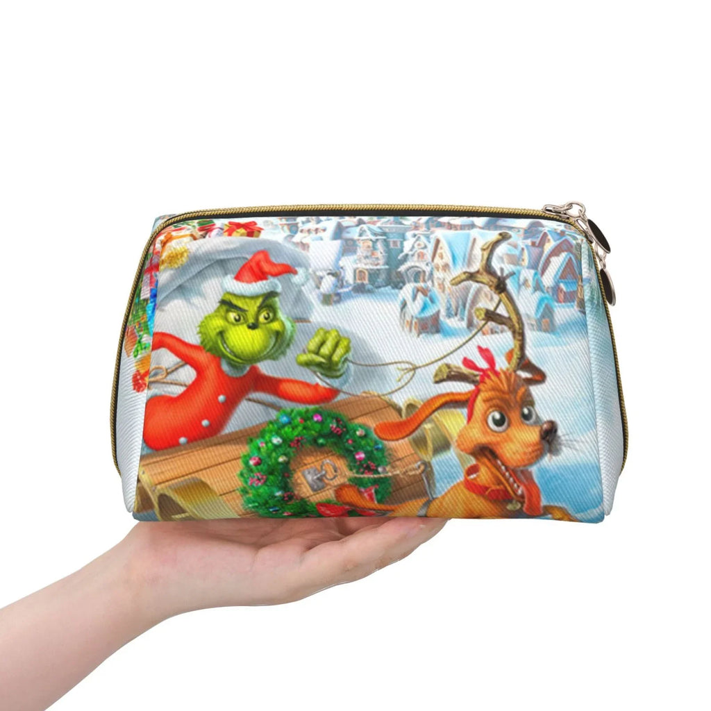 Pouch Grinch Storage Christmas Adventures Bag Bag Makeup Gift The Portable Purse Cosmetic Organizer Leather Toiletry Travel