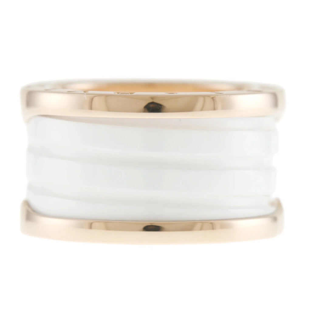 B B-zero.1 Ring BVLGARI 18K Zero 4 Pre-Owned White Ceramic Women's No. 10 Bvlgari Band (Good) One