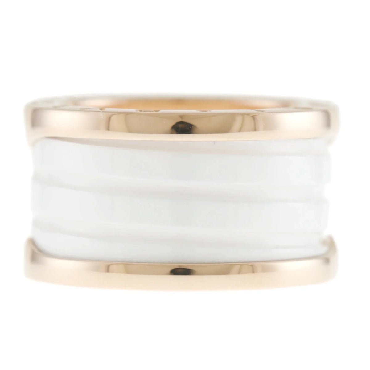 B B-zero.1 Ring BVLGARI 18K Zero 4 Pre-Owned White Ceramic Women's No. 10 Bvlgari Band (Good) One