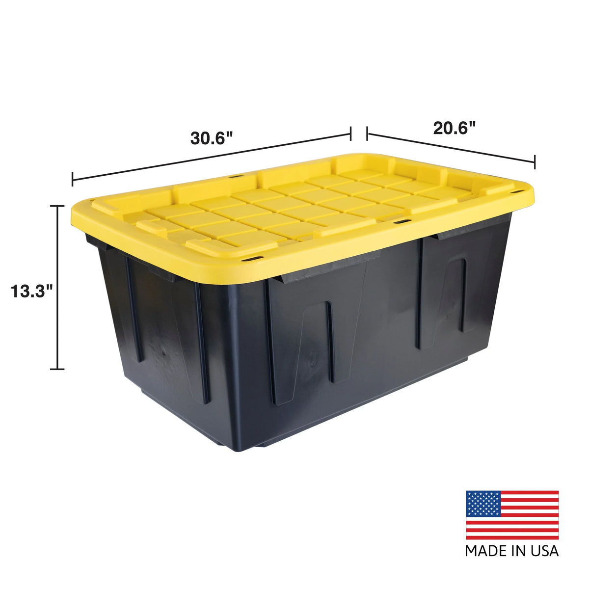 Black Lid, Box Storage Lid Set Snap of 4 Yellow Container, Plastic Gallon Tough with Stackable 27