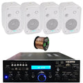 Speakers, Feet Compact 200W System Gauge 50 FM Theater Bundle Receiver Combo with Amplifier Waterproof 300W Wire Speaker Pyle 16 Radio USB White 4x Bluetooth Wireless Indoor/exterior Home 3.5"