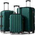 Hardside Portable Luggage & Travel Suitcase ABS on with for Carry Wheels Sets TSA Dark 3 Lightweight Spinner lock, - Green Set Business (20/24/28) of Luggages