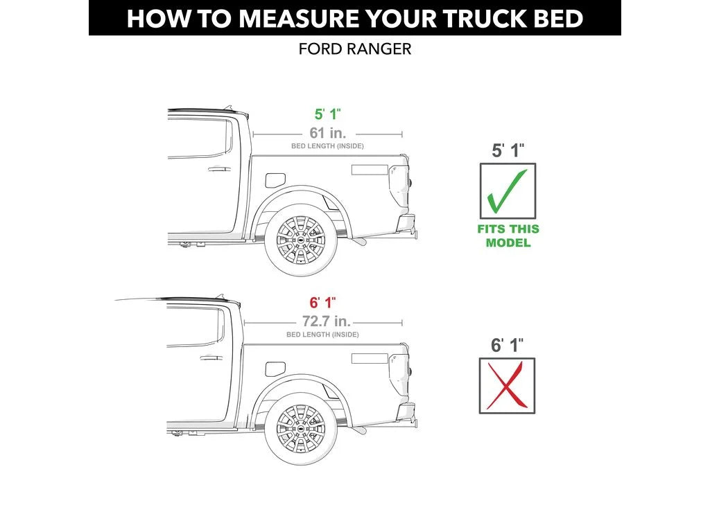 Folding | by with BAK - 2023 Ranger Hard Bed 448332 1" Cover RealTruck Bed Tonneau Truck | BAKFlip 2019 Compatible 5' MX4 (61")