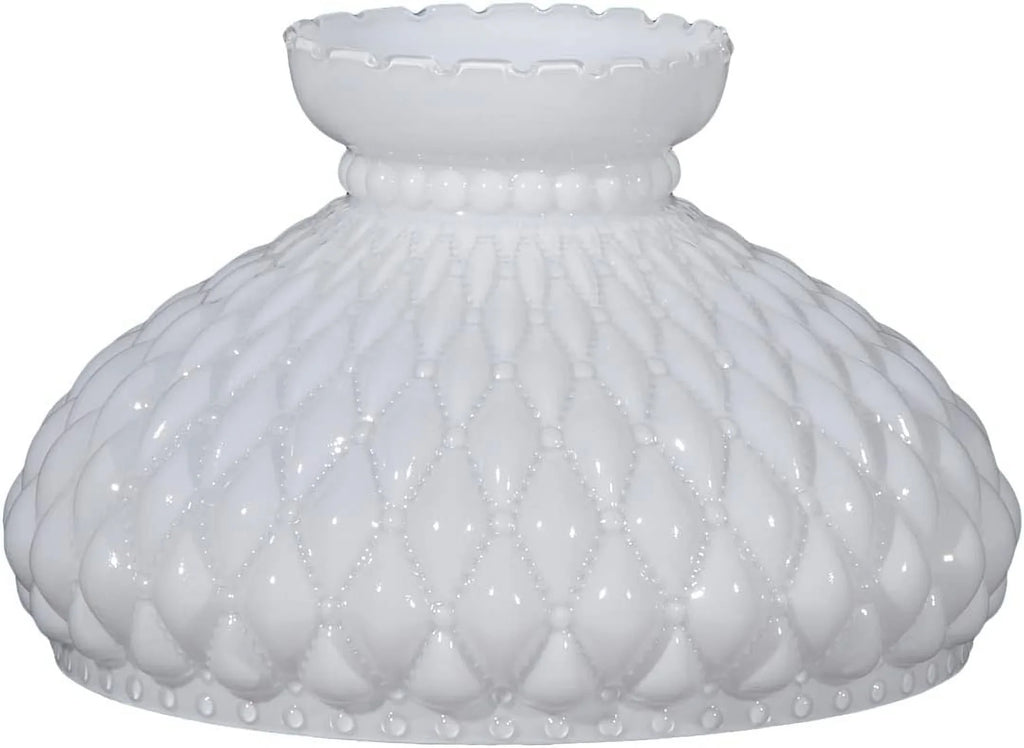 Student Diamond Quilted 10" with GOURE® Glass Pattern Shade Crimped Top Opal