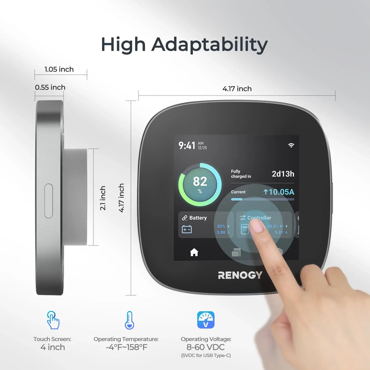 Monitoring Battery Renogy RV Energy with Wi-Fi Leveling ONE System, Devices, Energy Tiny for and Van, Renogy Homes, Boat Works Cabin, Panel Monitoring Off-Grid with All-in-one Core: Version