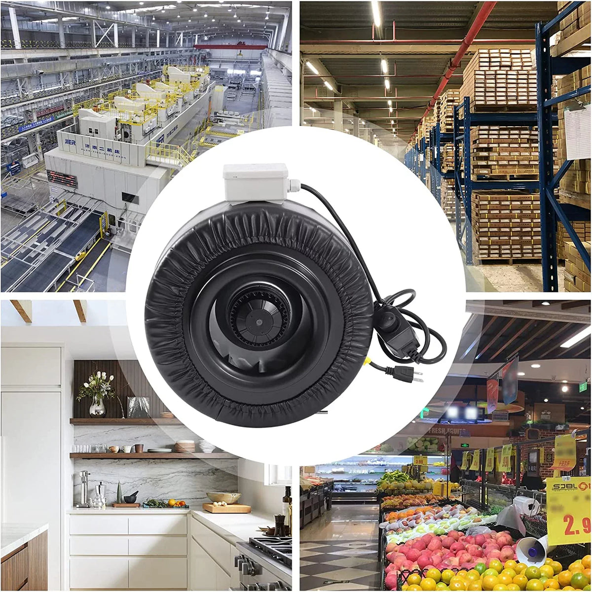 Inch Powerful FETCOI Speed Filter Grow Fan Grade Fanwith Booster & Fan with Industrial Controller Combinable Exhaust Tent Fan Carbon Duct 8 HEPA Filter Inline