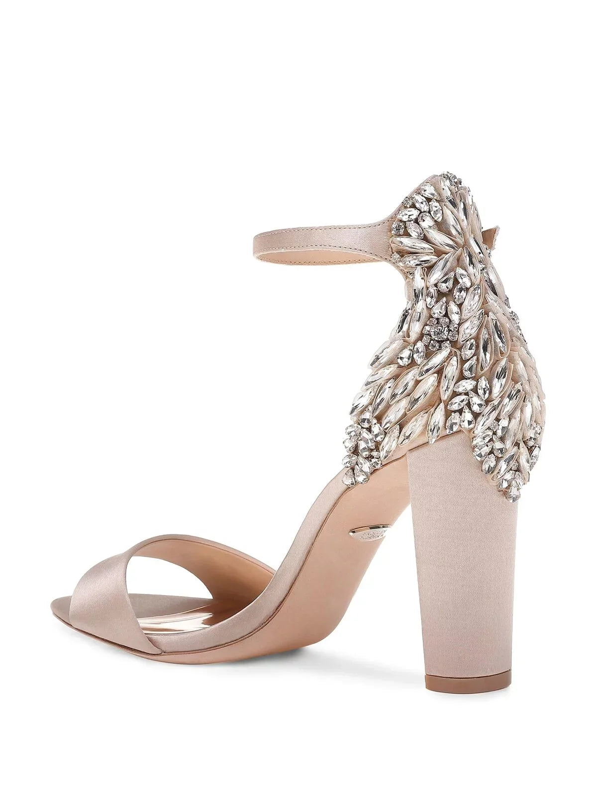 Seina MISCHKA Heeled Block Embellished Round Ankle Womens BADGLEY outfit Sandal Heel Strap Beige Toe 10 Buckle M