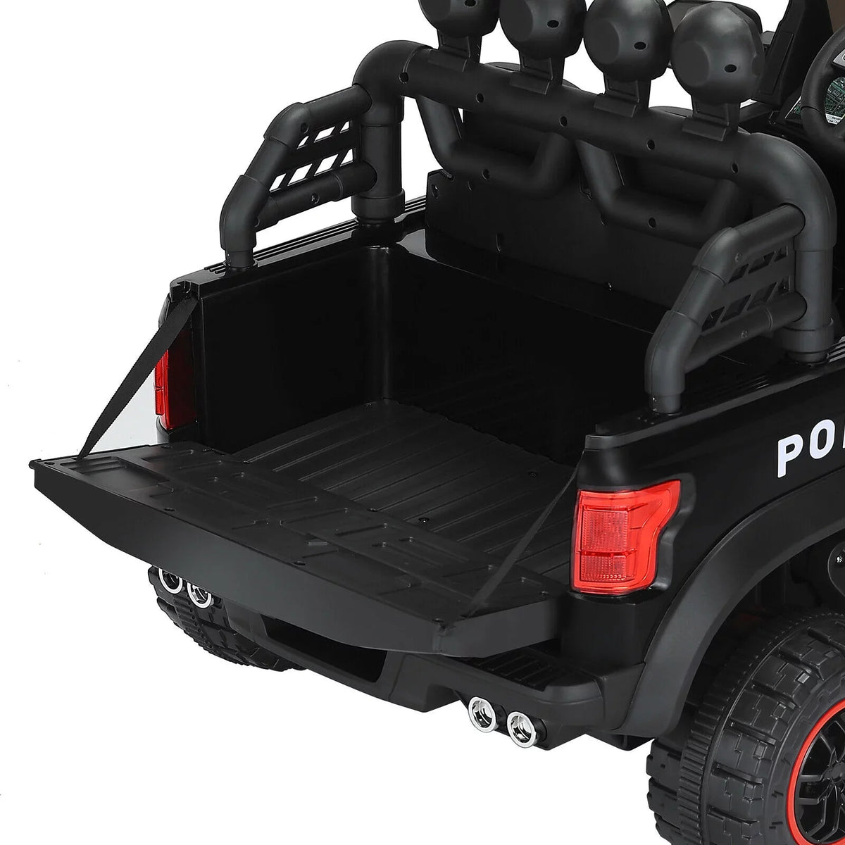 with 6 Toy 12V Ride on Control Kids Police (Black) Remote JOYLDIAS Car Wheels