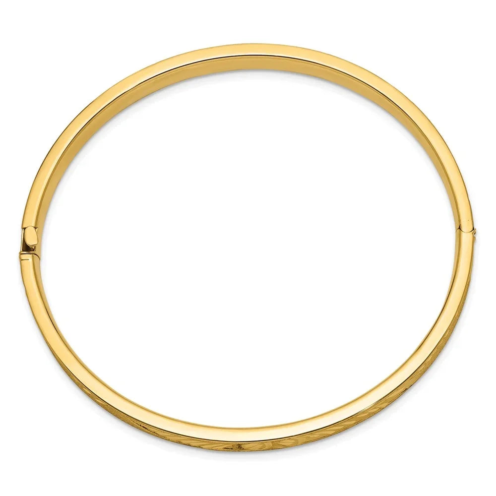 Diamond-cut 14k Bangle QCC4/16 Hinged Concave Bracelet 4/16