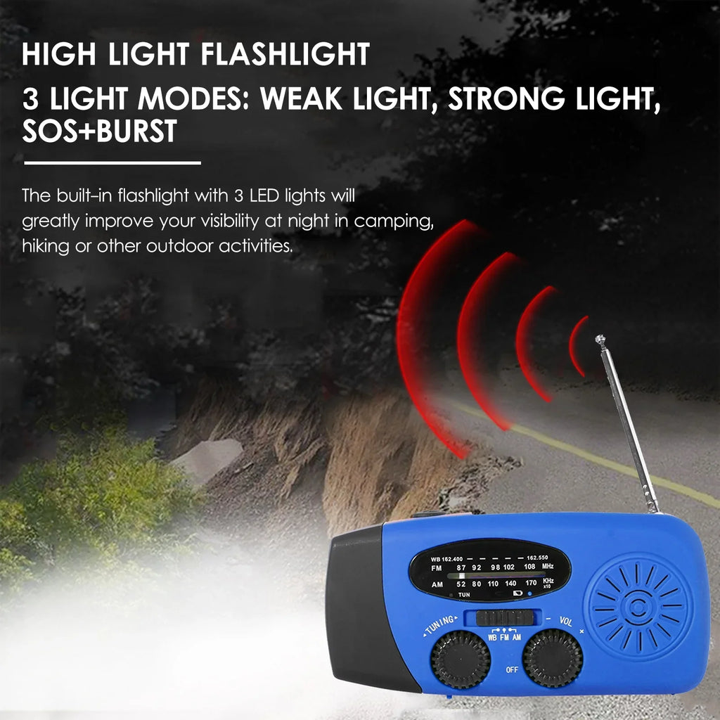 Crank fo Portable Hand / Hand / Reading climate Battery Emergency Cell NOAA Operated climate AM Lamp Power Solar Solar & Emergency LED Crank & with Flashlight Bank Rechargeable Charging