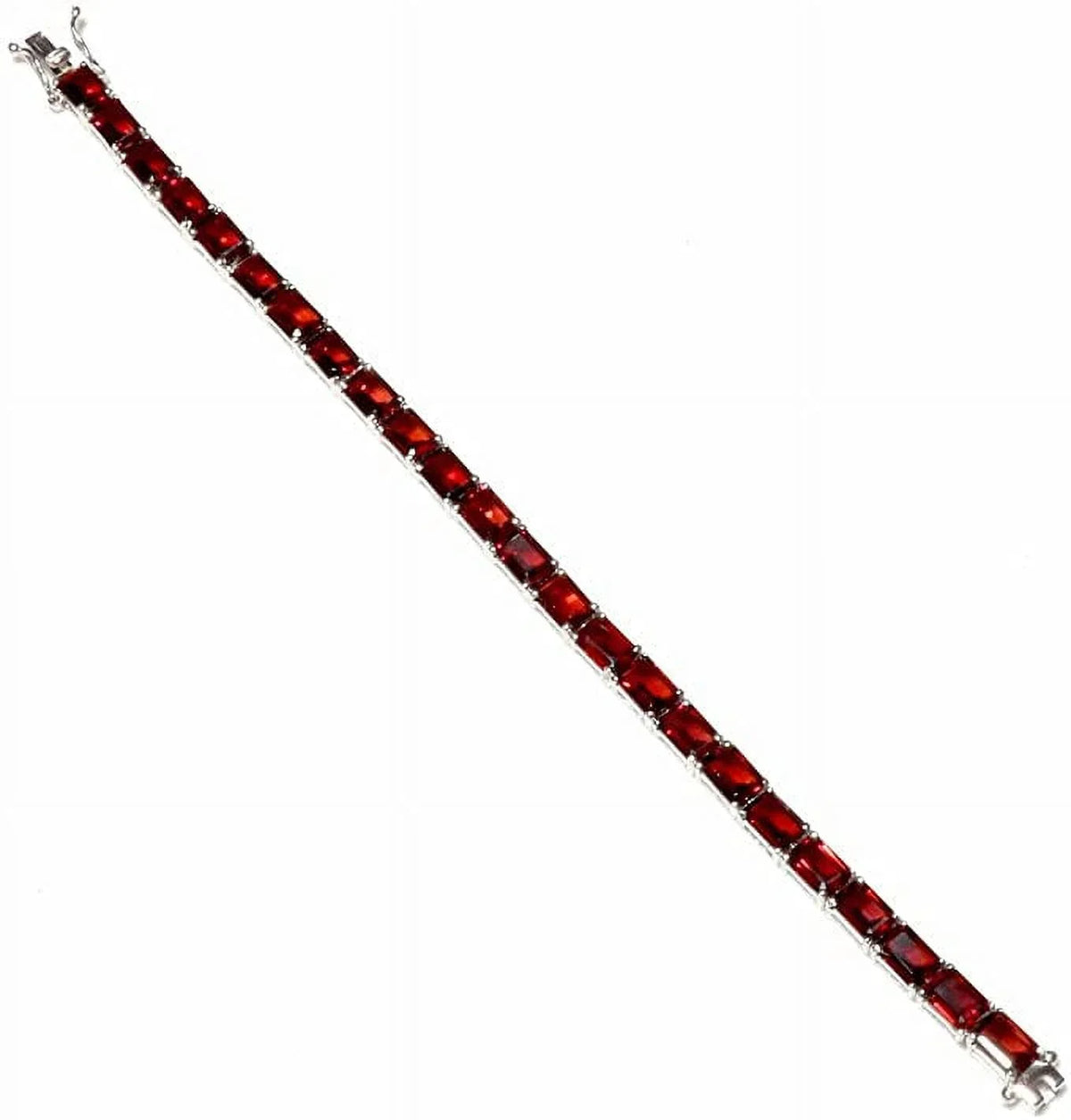 Silver Designer Women, 925 Fashion Garnet Gemstone Mozambique Tennis Genuine Bracelets Bracelet For Sterling 7.5" Jewelry,