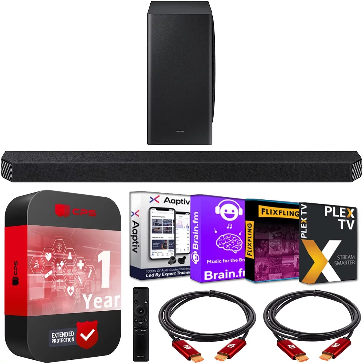 Cables Software HW-Q900A HW-Q900A/ZA + Soundbar Extended HDMI 7.1.2ch / Kit with Wireless Protection Gear 2x Plan DTS:X Deco Bundle + w/ Streaming Dolby Subwoofer Atmos Active with (2021)