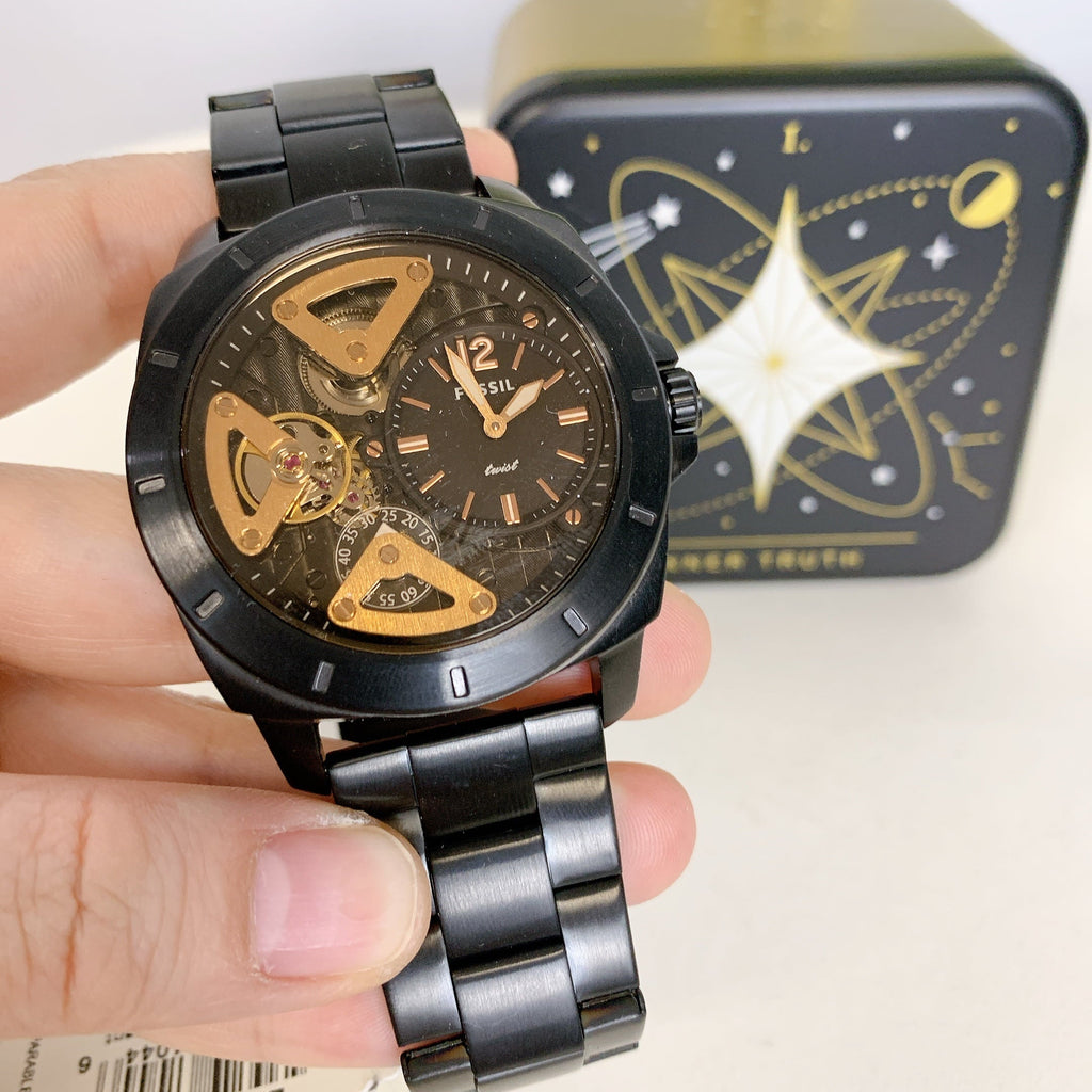 Fossil Black Stainless Watch BQ2788 Privateer Steel Twist