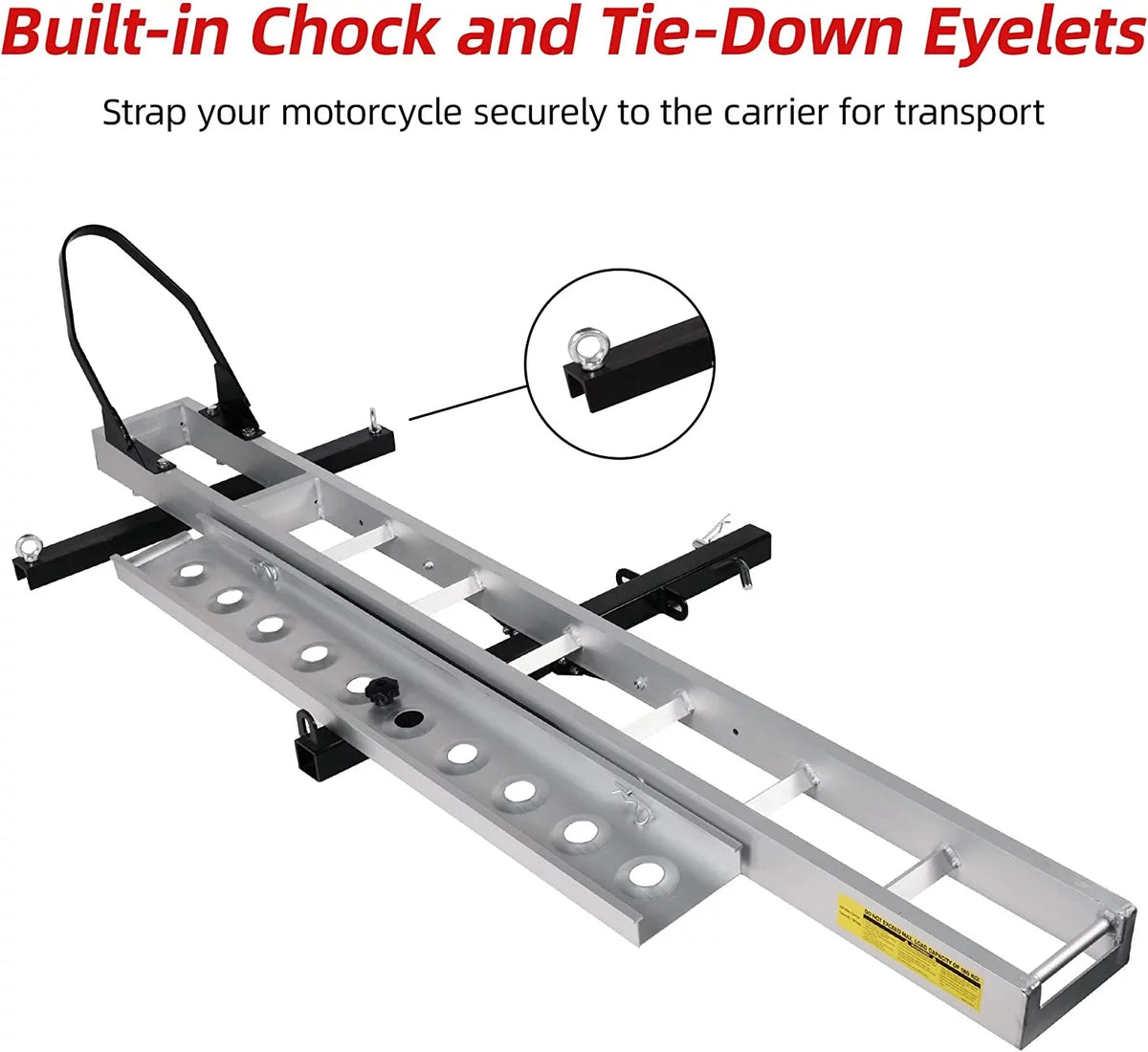 with Hauler Aluminum Trailer Carrier Scooter receiver Hitch Dirt Ramp, Hitch-Mounted Motorcycle Rack Bike 2" Motorcycle Loading Carrier