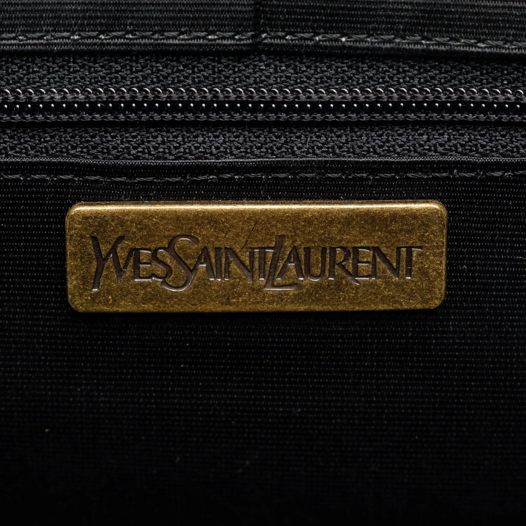 Calf Authenticated (Good) Saint Unisex Laurent HandleBag Top Pre-Owned Black Yves Leather Handbag
