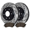 Kit Traverse Passenger Chevrolet Outlook Acadia Buick Driver for GMC and and Rotors AutoShack Side Ceramic 2008-2017 Black Saturn Replacement Enclave Slotted Front Limited Drilled 2009-2017 Brake Pads