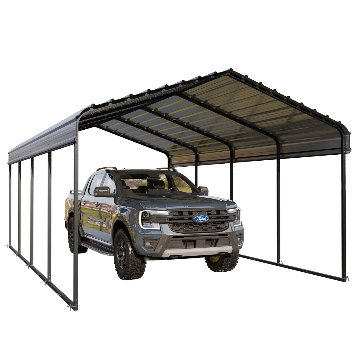 Carport Steel Galvanized Summit ft Car 12 Living Garage with Gray Storage Roof, Metal x Shelter, Heavy-Duty 20