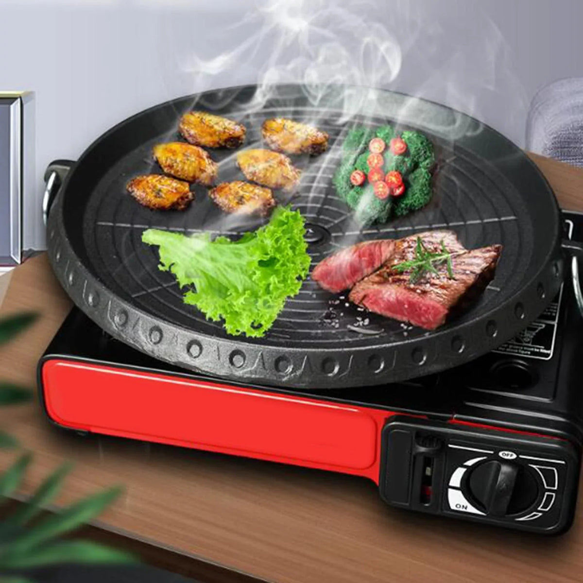 Lightweight Camping Household Frying Induction Picnic Grill Smokeless BBQ Tray Pan Portable exterior Indoor
