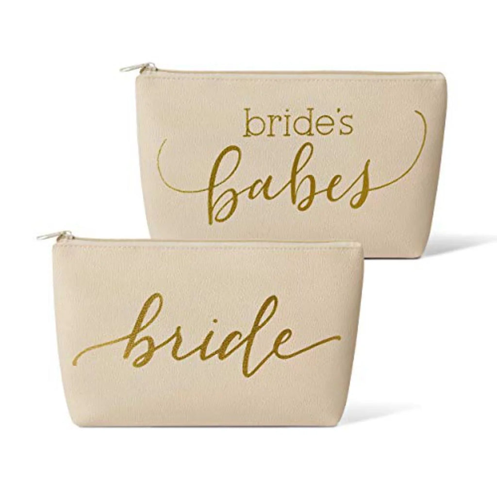 Bridal Parties, Makeup and of for Faux Showers Piece Party Weddings, Set Cream Leather Beige 11 Leather Bachelorette Bride Bags Bridal and