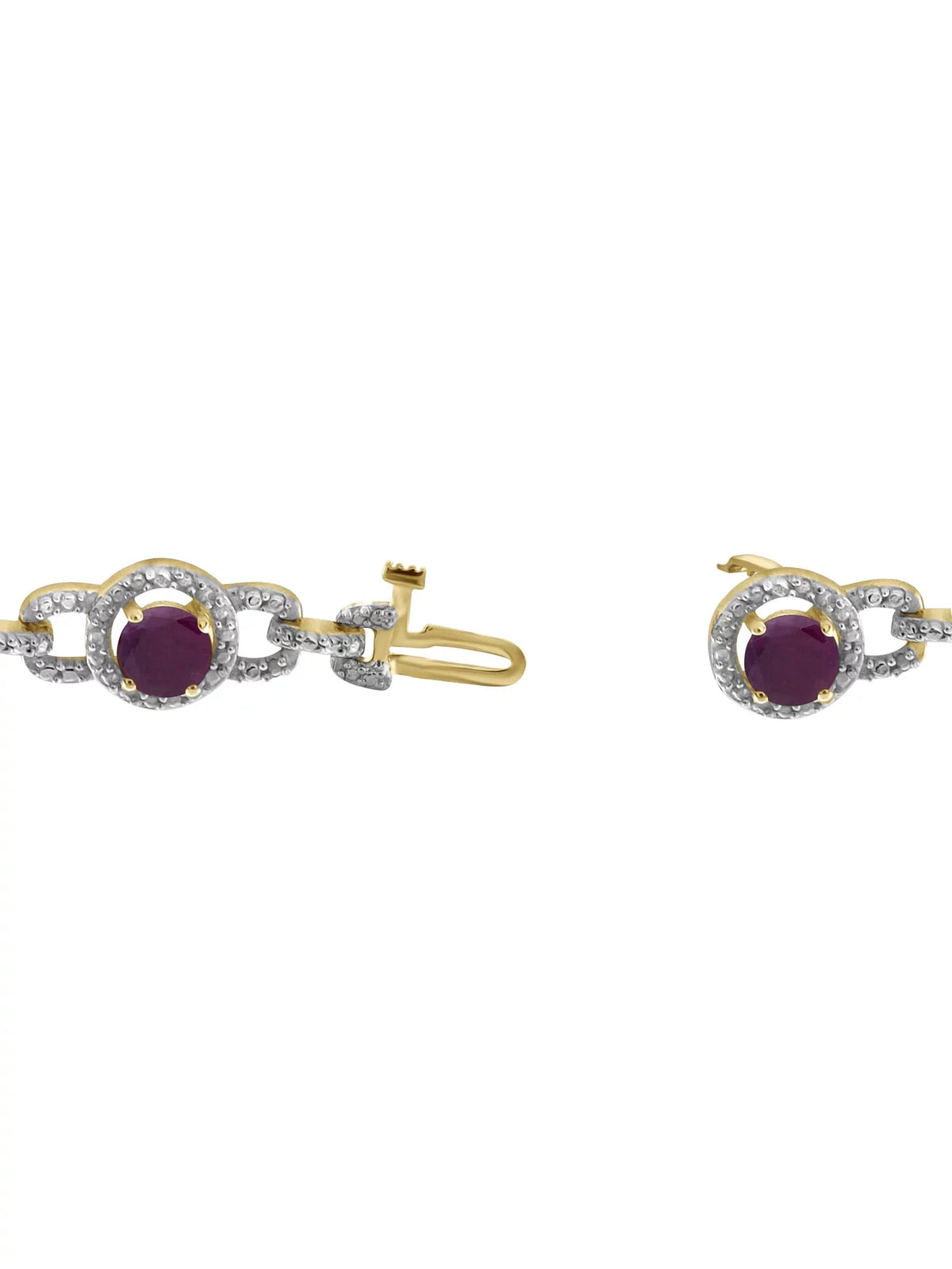 Diamond Ruby Silver Gold 5 T.G.W. White Carat Bracelet Over 3/4 And 14k Accent