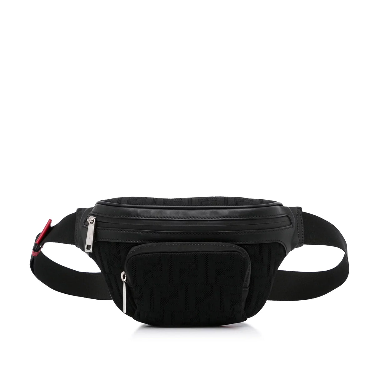 Black FF Belt Grace Pre-Owned Unisex Pocket Fabric Fendi Bag Authenticated Neoprene (Good) Vitello Knit Perforated