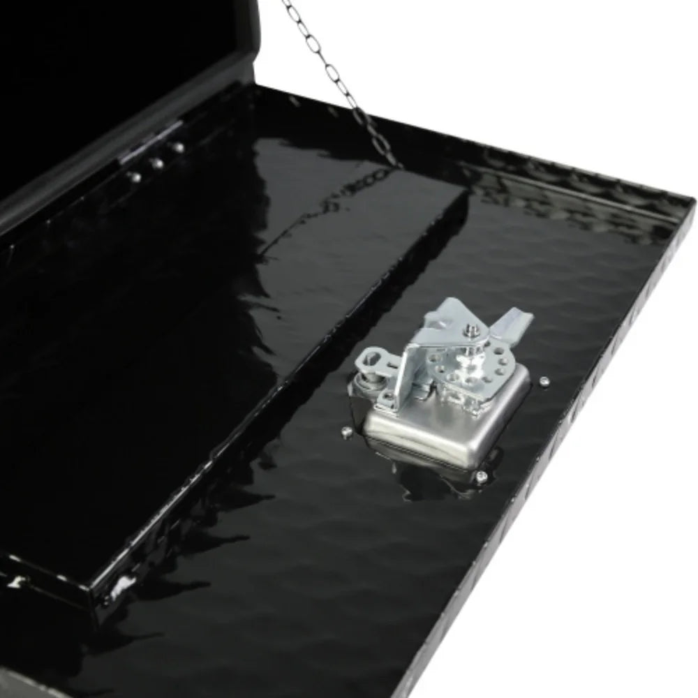 Waterproof Trailer Aluminum Toolbox + Keys Box Up Pick Aluminum Organizer with box 24"(24.2"×17.1"×17.9") Storage Square Bed and RV Black Inch Lock + Tool - Plated Truck Black 24 Square + Stripes