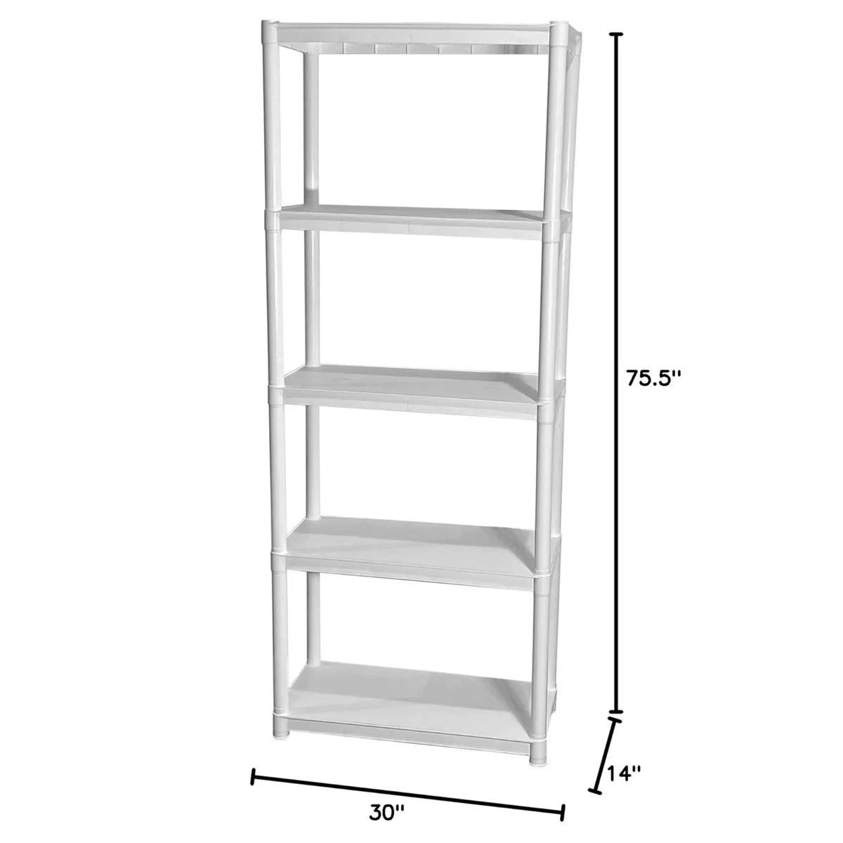 5 Juggernaut Plastic Storage Tier 75.5" Utility Shelving Garage/Shed Rack