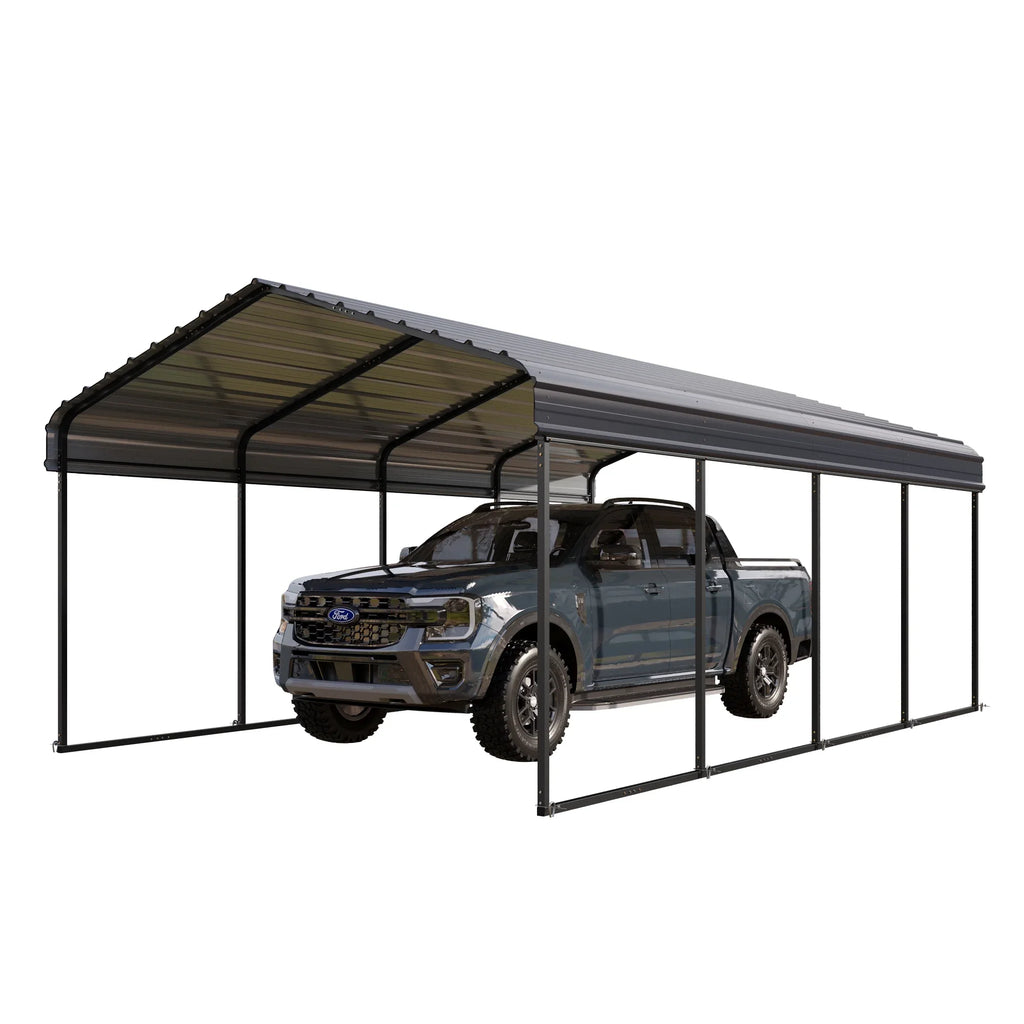Carport Steel Galvanized Summit ft Car 12 Living Garage with Gray Storage Roof, Metal x Shelter, Heavy-Duty 20