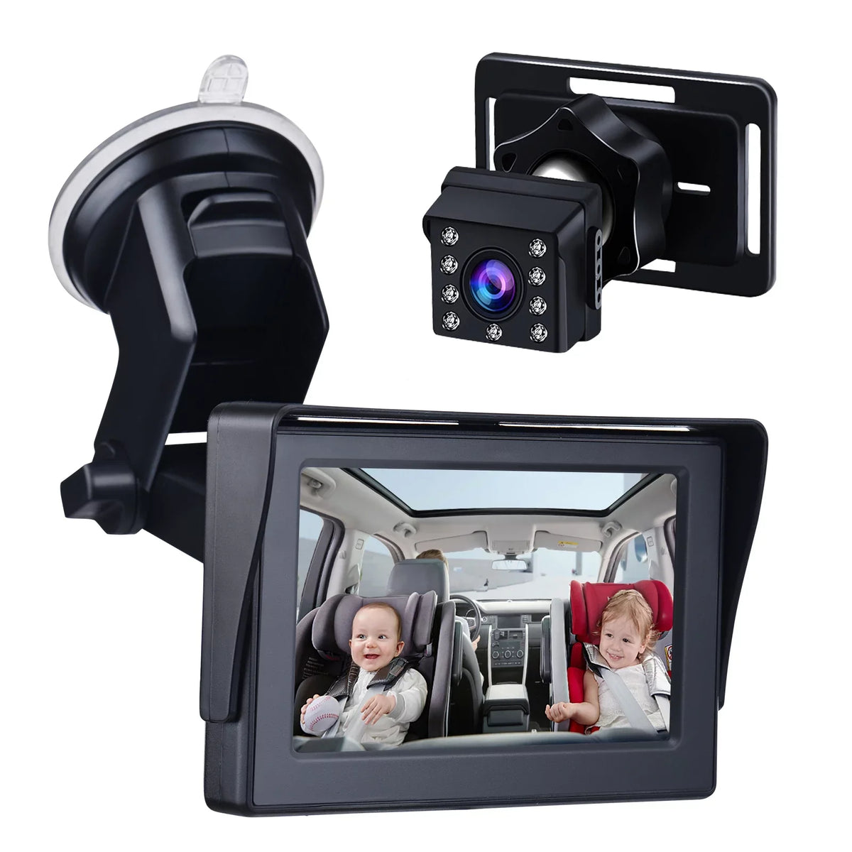 Car 1080P Crystal Seat Adjustable Mirror Inch Cameras Length View Long Cable Angle Clear 4.3 Wide Monitored Car Mirror Car Mirrors with Safety 5M