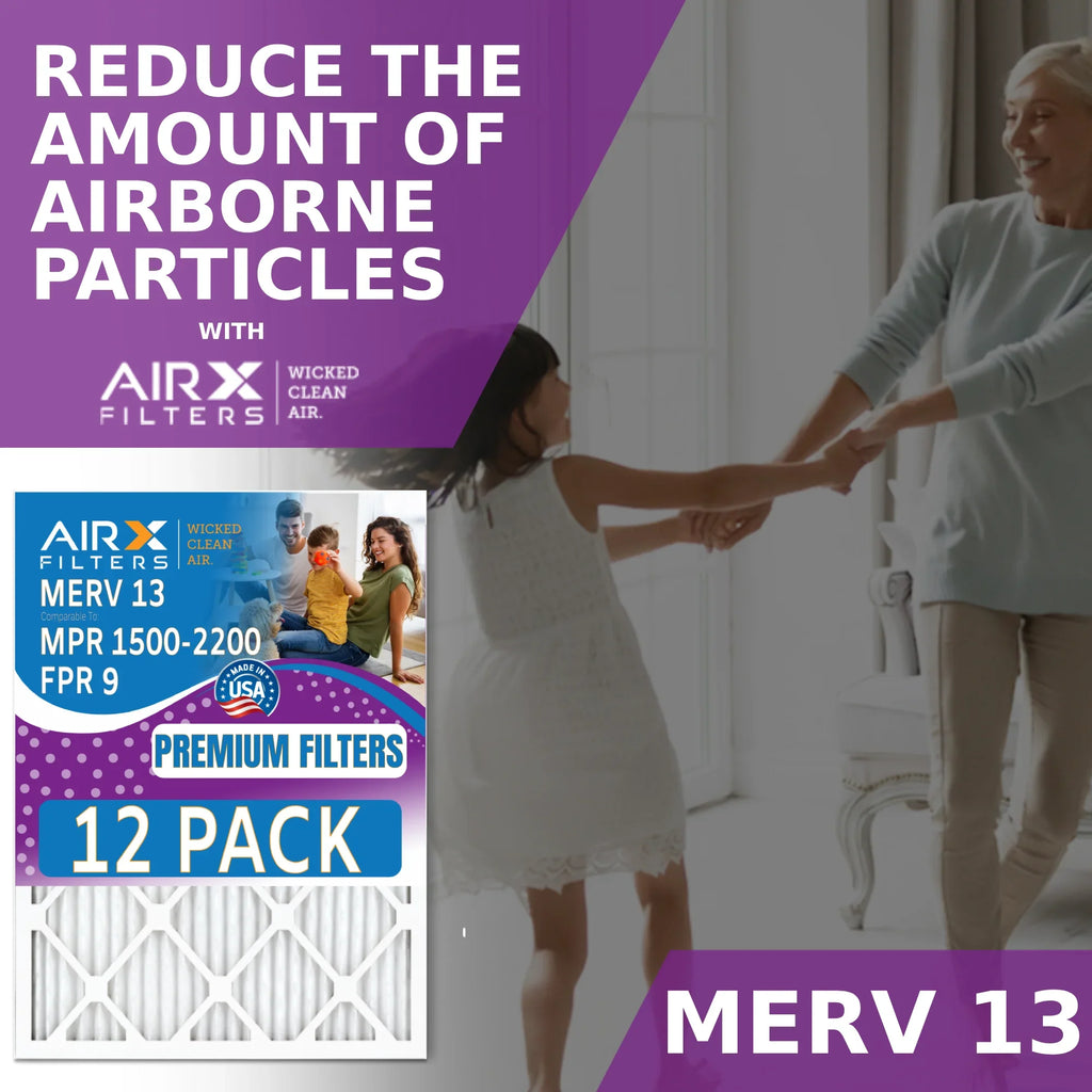 WICKED FILTERS AIR. Air Furnace MPR 9 Pack Filters AIRX by CLEAN Made to USA 16x24x1 Filter & MERV - 13 1500 Comparable - in 12 FPR Rating, 2200 of