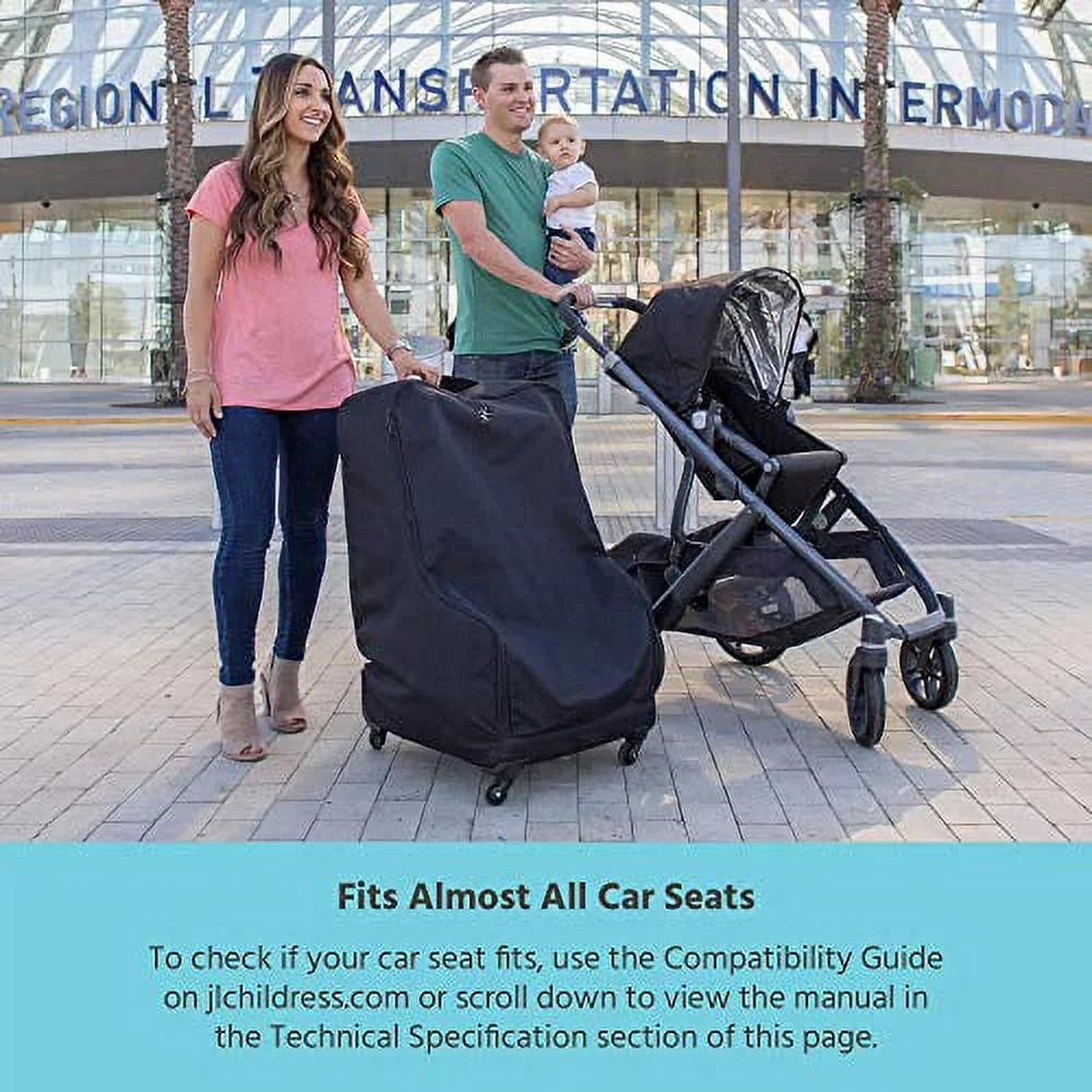 Black Deluxe Car Carrier, J.L. Childress Seat and Wheelie Padded Travel Spinner Bag