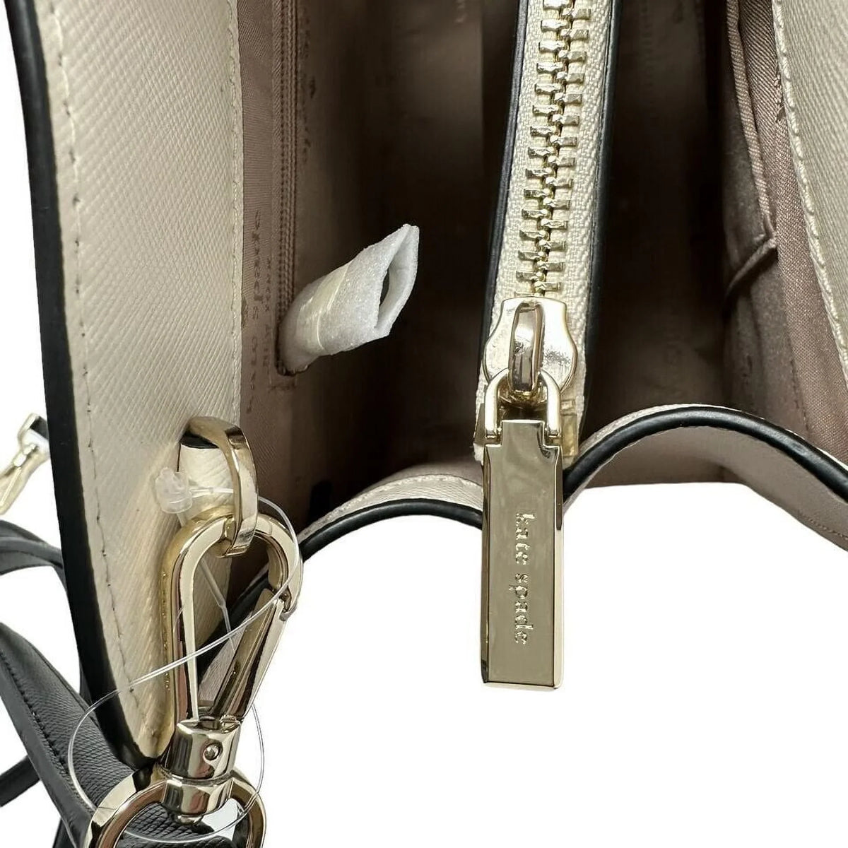 Comparts 3 Satchel Bag Leather KATE Warm Blush Perry SPADE Beige Purse NWT KB673