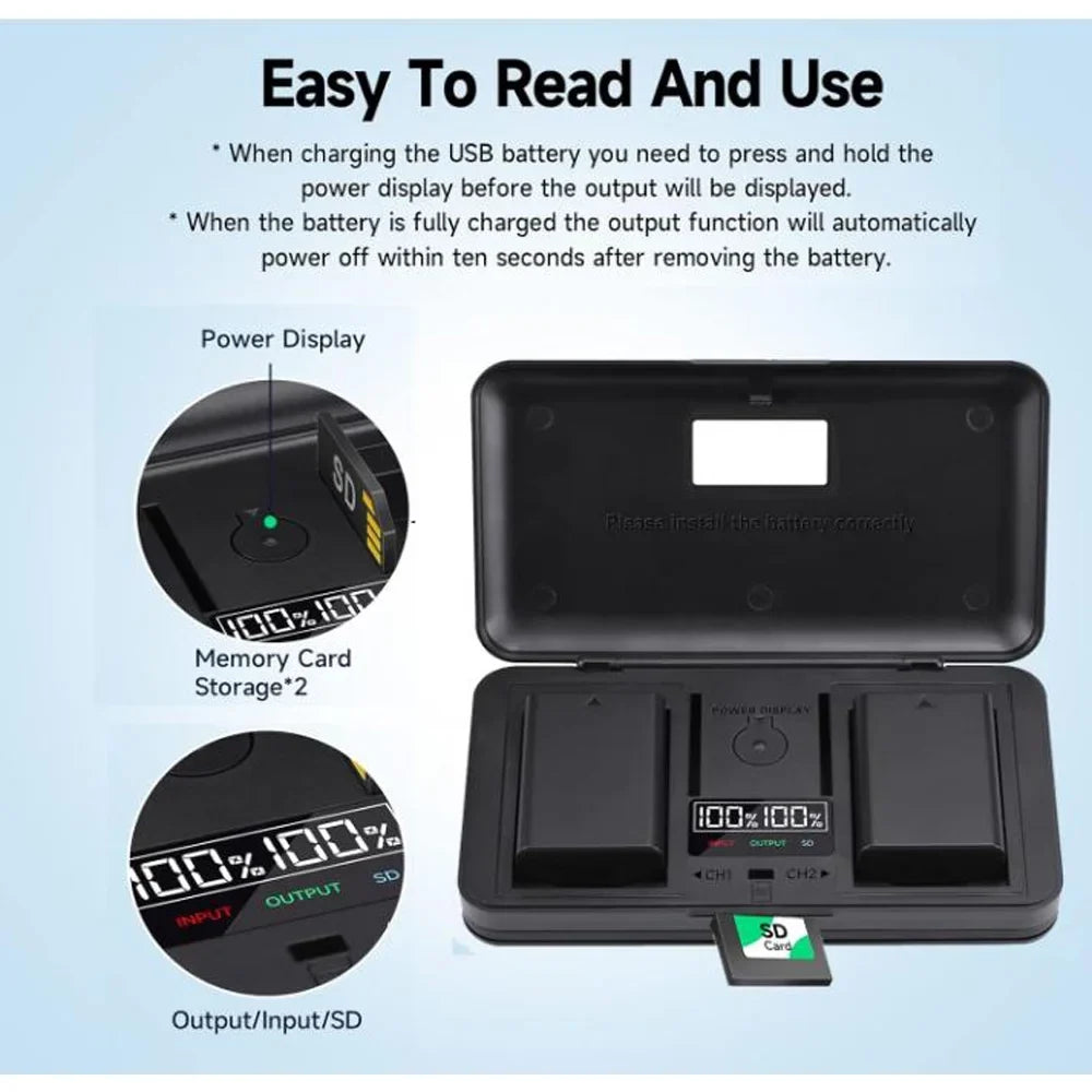 III, III, Charger A7R Pack Charger, A7 for A7S 2 with LCD Battery 2280mAh A7R FX30, FX3, III, A9 BC-QZ1 A7C, Multi-Functional IV, A9, A7 NP-FZ100 A6600 A1, II, 7.4V Battery Alpha Case IV,