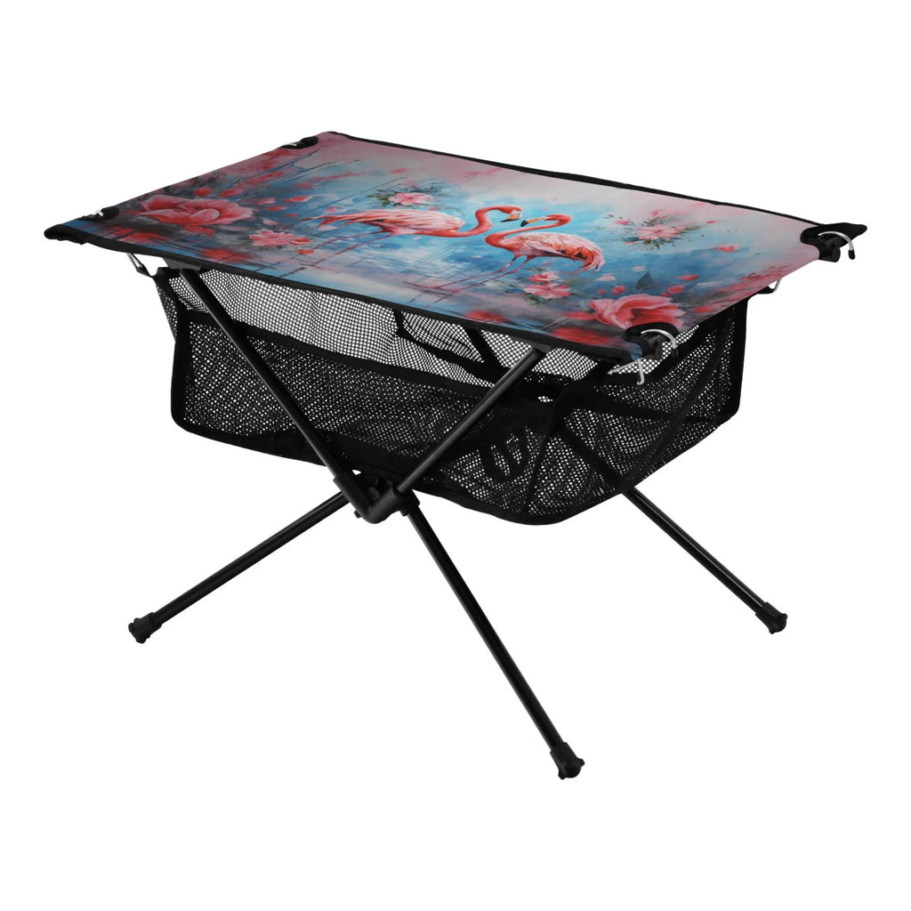 Fishing Table Camping Hiking Flamingos Table for Portable Picnic Flowers Storage with Bag Foldable Beach and Table BBQ exterior Compact