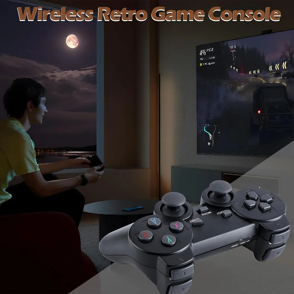 Stick,Plug Built Stick Stick Classic Games,4K Console, Video Output,9 Game Game Retro 10000+ 2.4G Emulators, in Game,Retro Dual Nostalgia Game with HDMI Controllers(64G) and Play Wireless