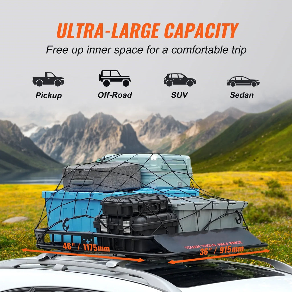Duty Cargo 200 Rack Top Heavy Car LBS 46"x36"x4.5" BENTISM Truck Roof SUV Basket Capacity for Holder