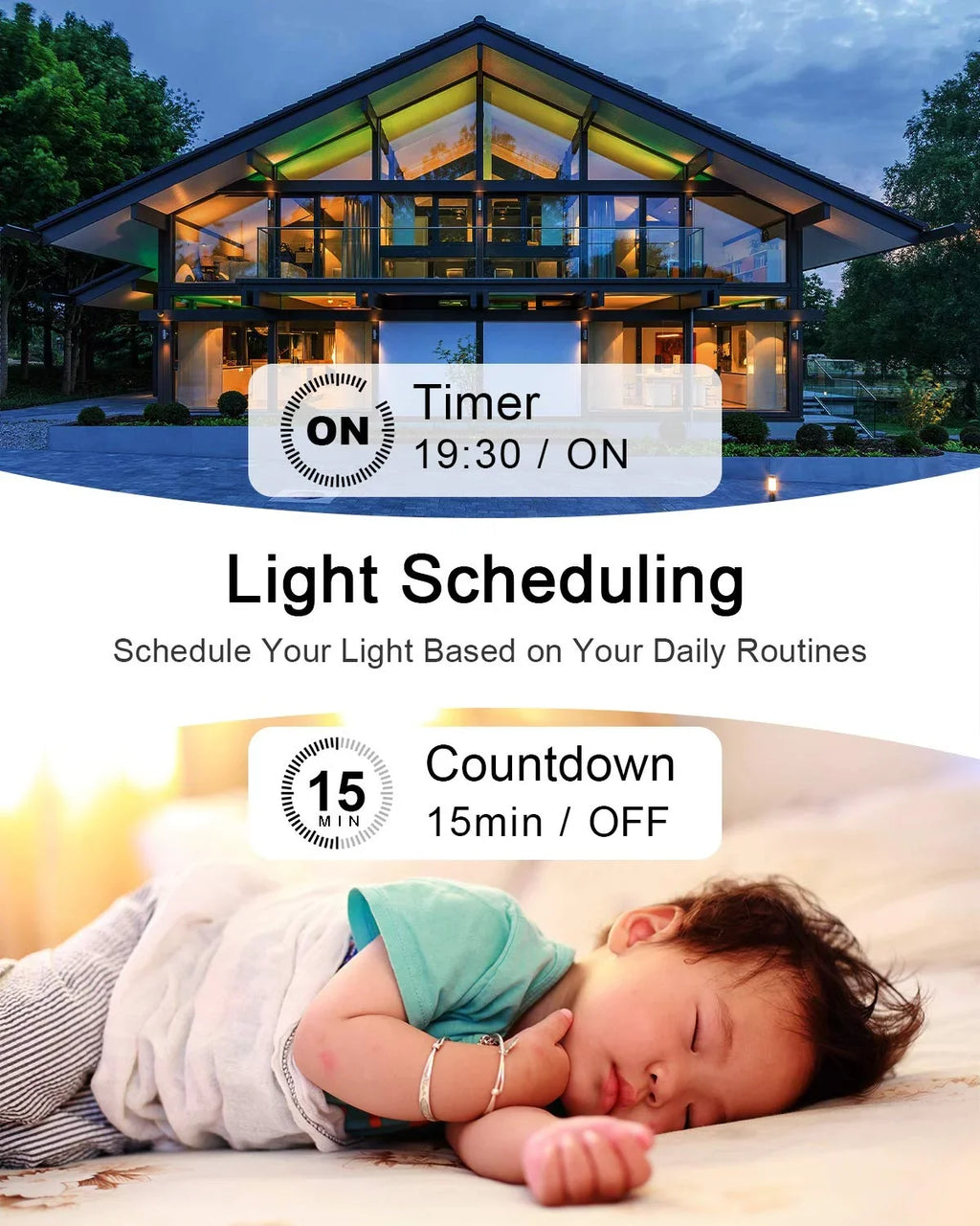Hub No 2.4Ghz IFTTT, Indoor kit, Ceiling Lamp Required, Thinkbee Light Remote Control, exterior WiFi Light and LED with Switch Assistant Wireless Switch Smart Compatible Alexa, - 164ft 1969ft