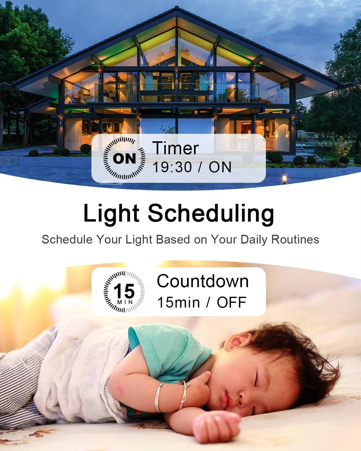 Hub No 2.4Ghz IFTTT, Indoor kit, Ceiling Lamp Required, Thinkbee Light Remote Control, exterior WiFi Light and LED with Switch Assistant Wireless Switch Smart Compatible Alexa, - 164ft 1969ft