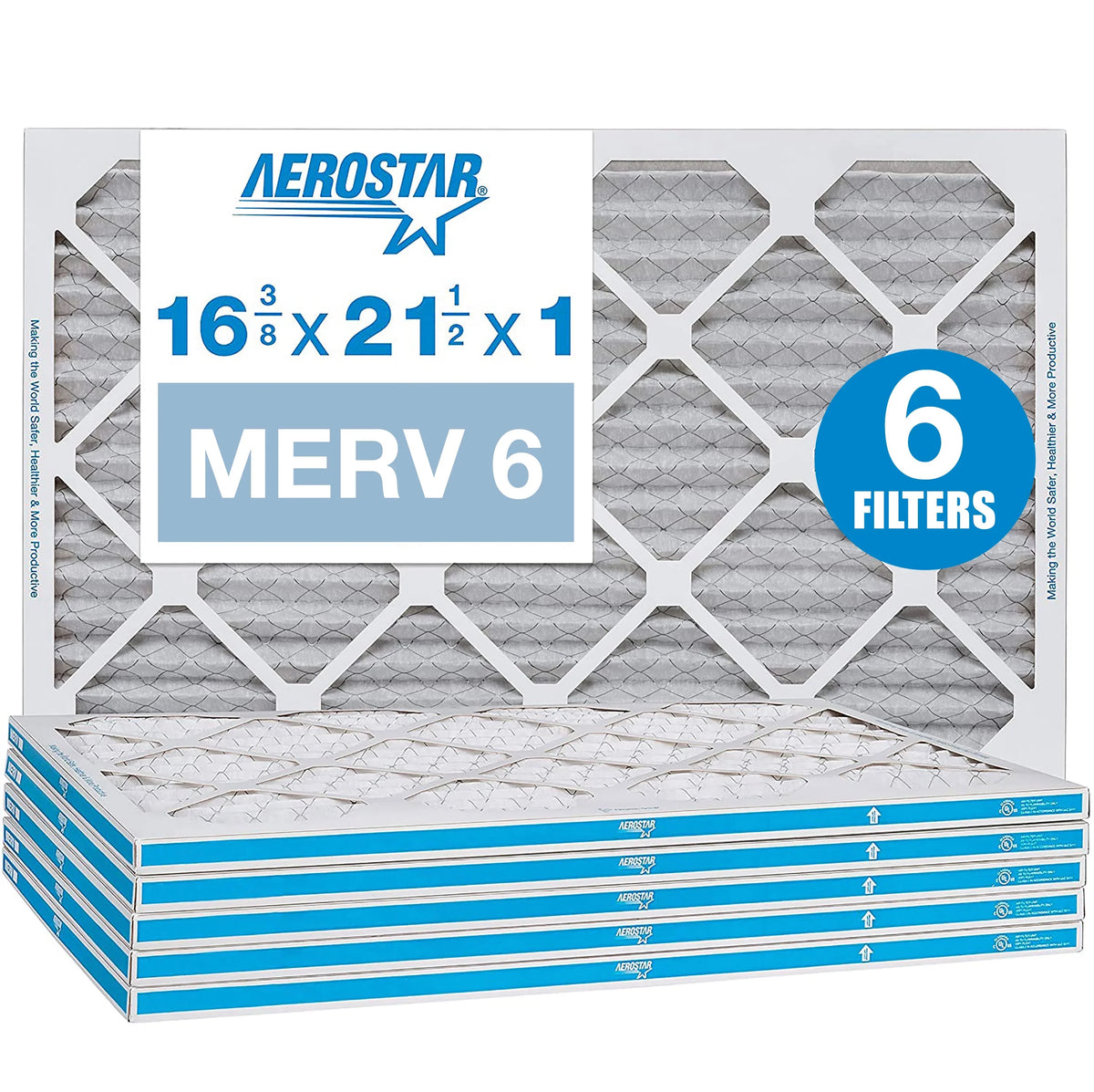 1/2 Air 1 6 21 Filter, Pleated x Aerostar Pack MERV AC x 3/8 Filter, Air 6 16 Furnace