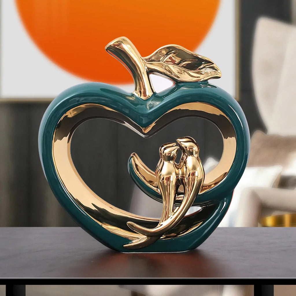 Fruit Gift Desktop Statue for Shape Garden Green Fairy Modern Heart Ornaments Ceramic Furnishings , Hollow Living Room, Sculpture,