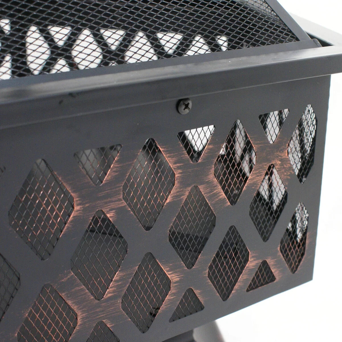Backyard, ZenSports Pit Pire - Burning Lid, Black Bonfire W/Mesh Hex-Shaped Portable Wood 24’’ exterior