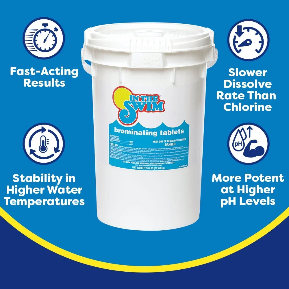 Bromine Chlorine Pounds 61% Sanitizer The for or 1 Tubs, U038008032AE Pools Pre-Stabilized, Spas, Low Swim Swimming - Odor, - Tablet In - 8 Hot Bromine Available Alternative Inch