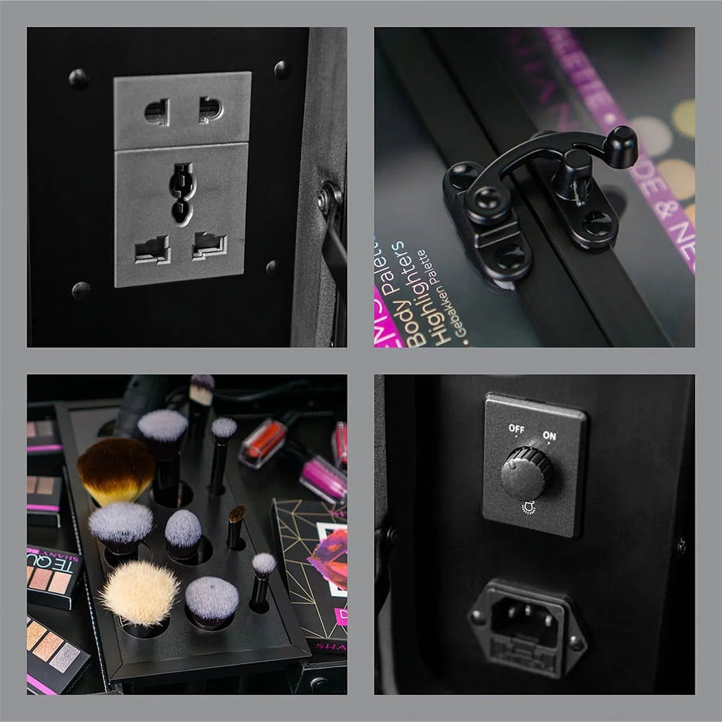 '- Organizer Wheeled Case Trolley Studio & with SHANY Light Makeup BLACK ToGo