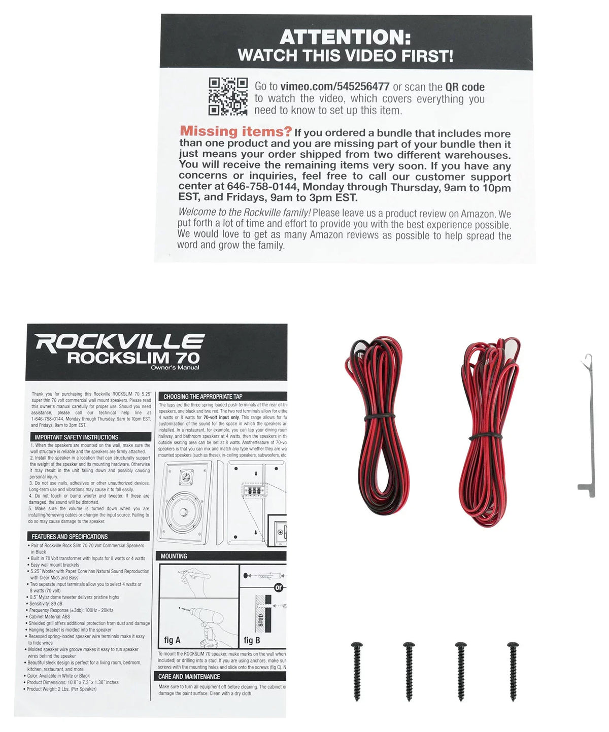 Wall Audio Rockville Kit 4-Room Home Speakers Receiver+(8) RPA40BT Black Slim
