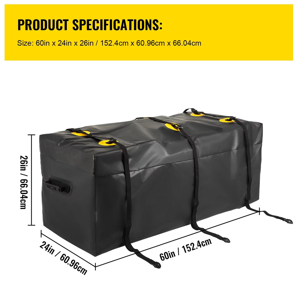 for Bag, PVC, Bag SUV Hitch Feet), Cubic Hitch Vans Carrier Truck Waterproof BENTISM Reinforced Straps, Heavy 840D Car Cargo (22 Duty with Hitch Cargo Carrier Fits Basket 60"x24"x26"