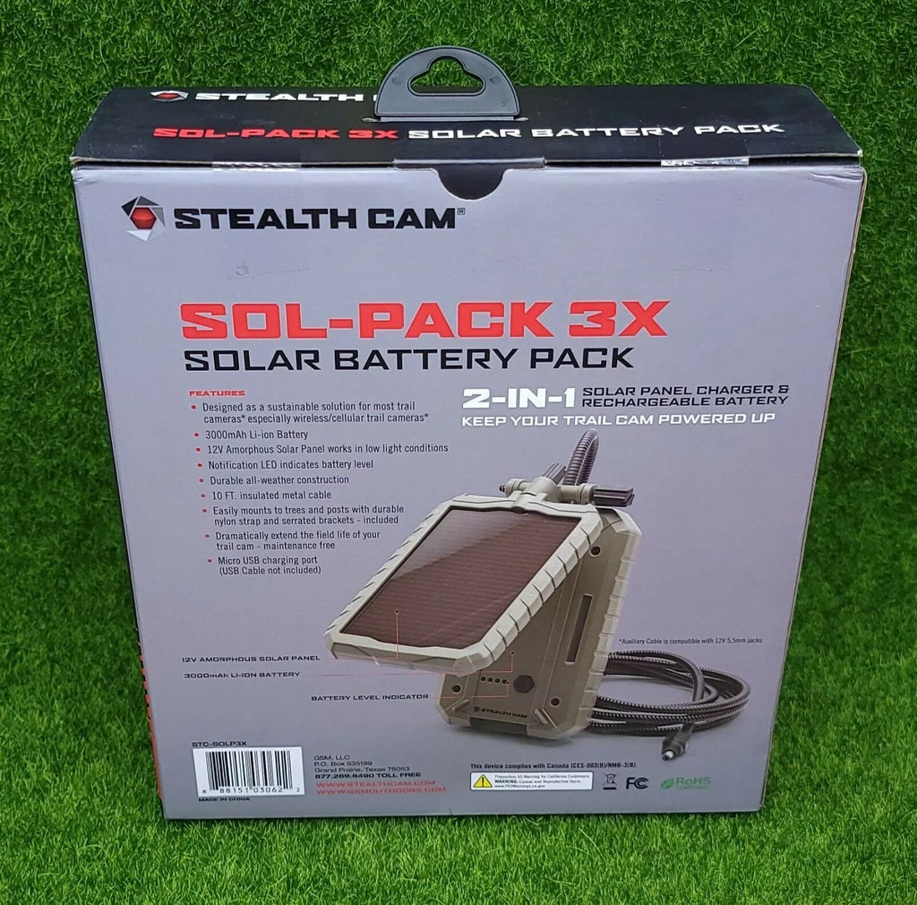 Solar 3,000 STC-SOLP3X Power Panel Stealth Cam mAh